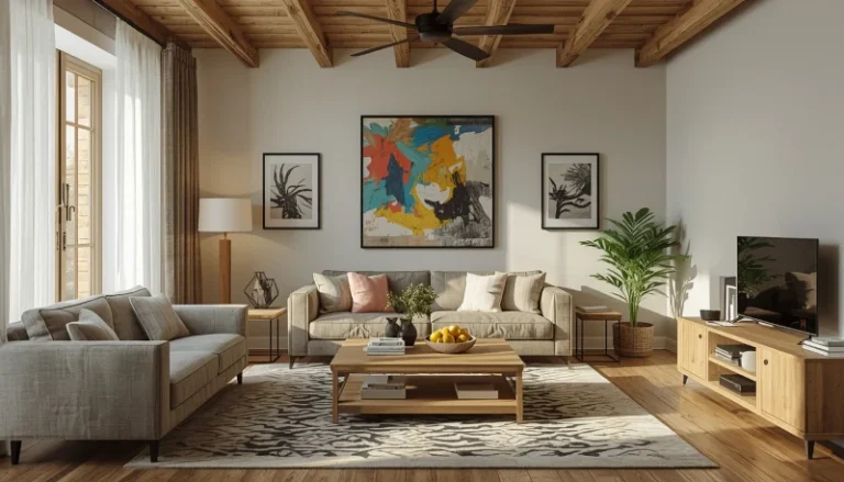 Salon w stylu rustykalnym