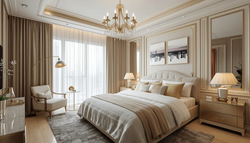 Sypialnia w stylu Glamour