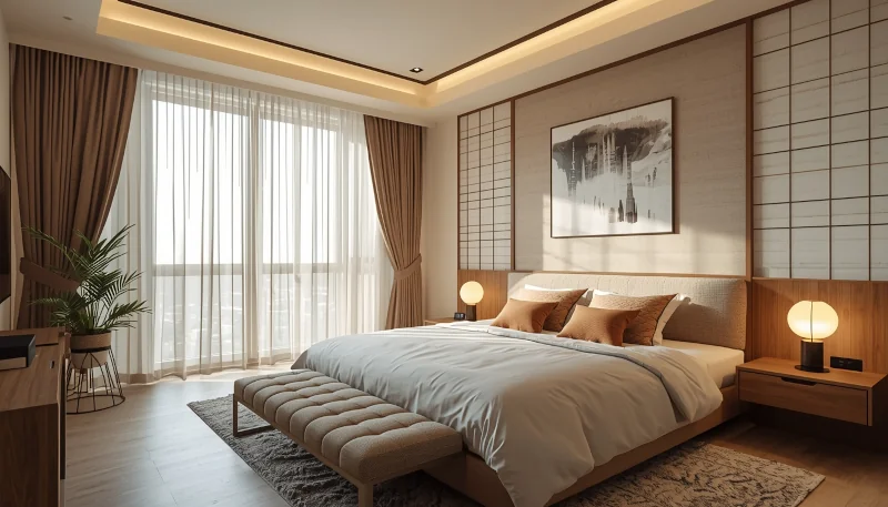 Sypialnia w stylu Japandi