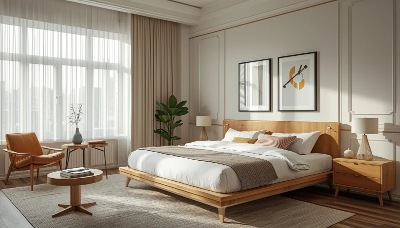 Sypialnia w stylu Mid-century modern