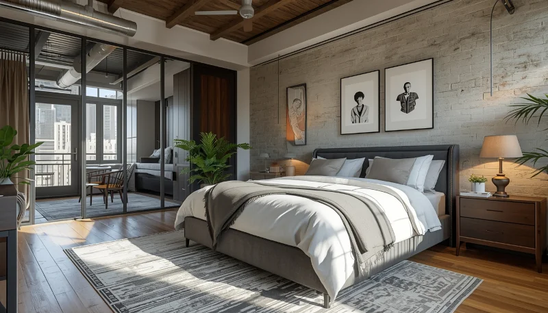 Sypialnia w stylu industrialnym