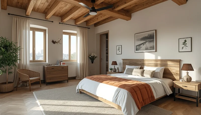 Sypialnia w stylu rustykalnym