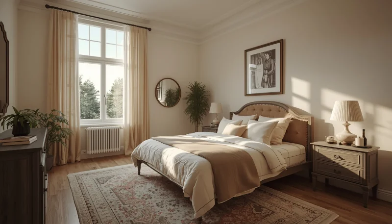Sypialnia w stylu vintage